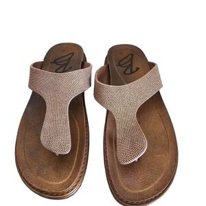 Blue Suede Shoes Womens Size 9 Brown Glitter Shimmer Open Toe Casual